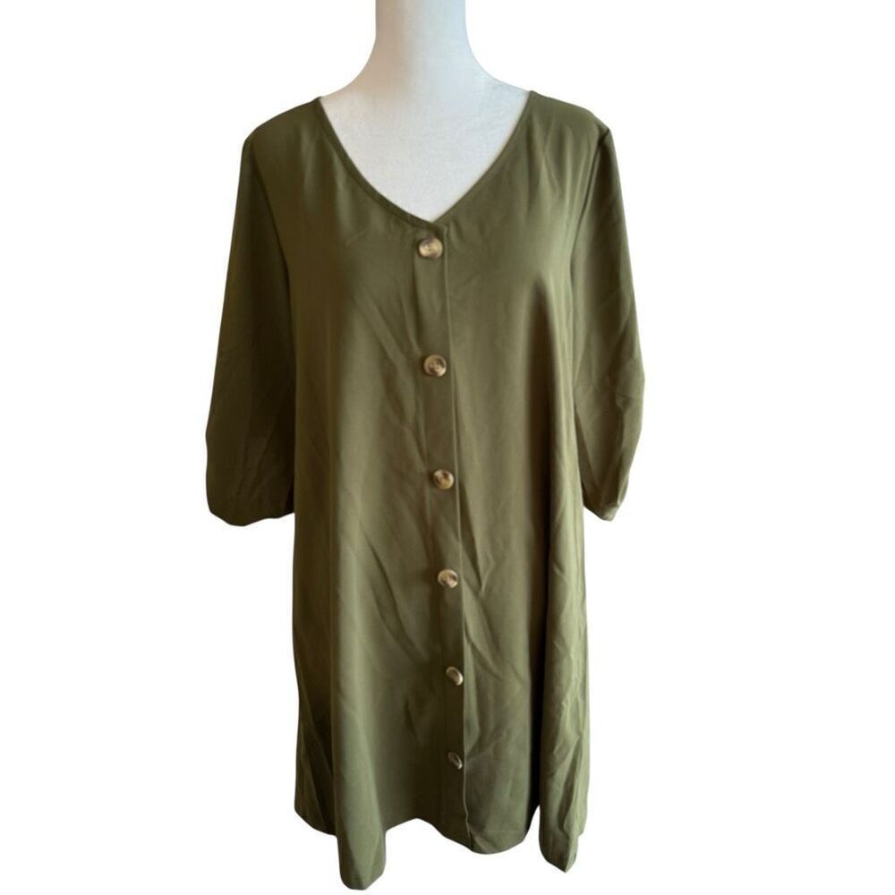 Olive green button down size medium dress